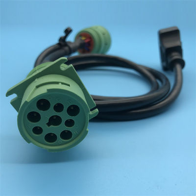 Green Deutsch 9 Pin J1939 Female to OBD2 OBDII 16 Pin Female and J1939 Male Splitter Y Cable