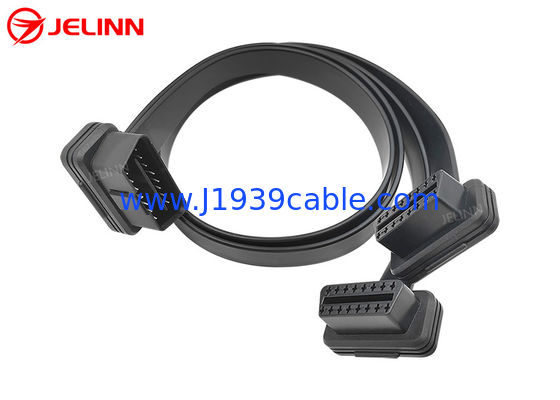 OBD2 OBDII J1962 समकोण पुरुष 24V से दोहरी महिला फ्लैट Y केबल